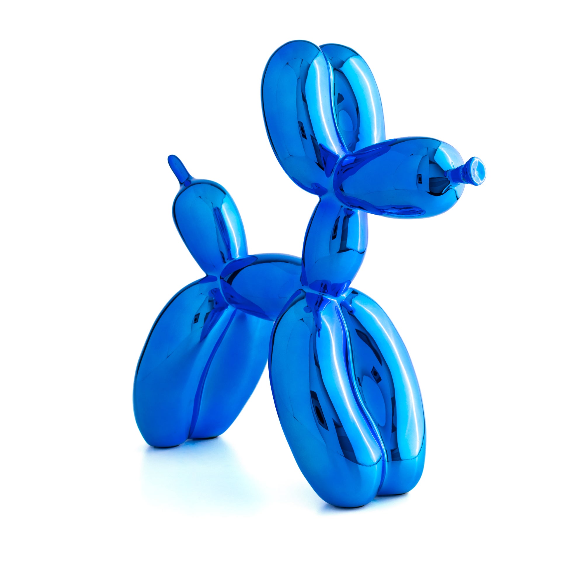 This Blue Balloon Dog sculpture is a limited edition of 300 pieces inspired by the iconic Balloon Dog works made famous by Jeff Koons. A contemporary Pop Art collectible, the sculpture captures the playful scale and high-gloss aesthetic associated