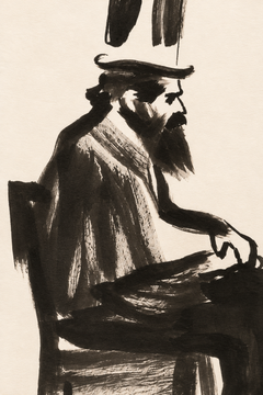 Telepatia tra pari - Disegno figurativo a inchiostro, 29,7 x 21, firmato