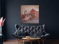 Fragility Original painting with Girl and Cat Sweet Home Relaxing Art