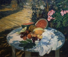 Still Life with Plainair, Impressionist Oil on Canvas, Framed, 1990s