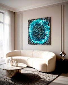 „Winterbouquet“ / Großformatiges Gemälde in Mischtechnik mit Impasto-Malerei, 100 x 100 cm, signiert.