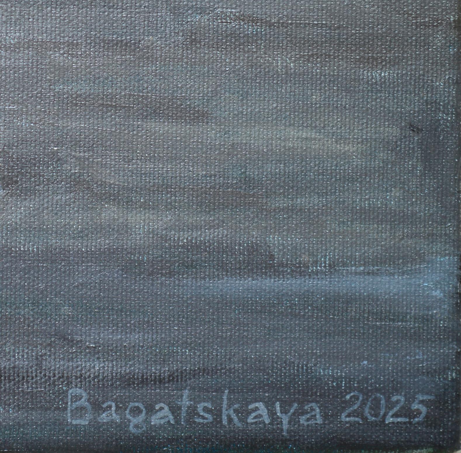   Cette peinture évocatrice représente un personnage solitaire marchant dans un paysage sombre et énigmatique sous la douce lueur de la pleine lune. Les noirs profonds et les bruns terreux dominent la scène, tandis qu'une chemise blanche offre un