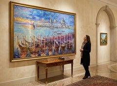 "Golden Gondolas of the Venice Carnival " 145х200 cm. Linen Canvas