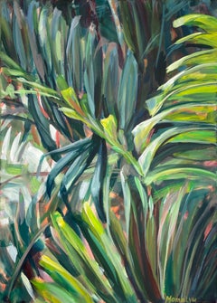 Whisper of palms. Greenery Tropical leaves. 70x50 cm