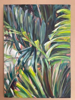 Chuchotement des paumes. Végétation : feuilles tropicales. 70 x 50 cm