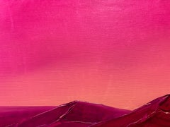 Lush Summer /6 – Crimson Mountain Landscape with Vibrant Pink Sky