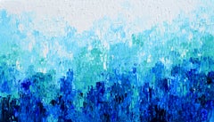 Tranquil XVIII - Large Blue Abstract Relief Pallet Knife Ocean Texture Painting