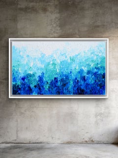 Tranquil XVIII - Large Blue Abstract Relief Pallet Knife Ocean Texture Painting