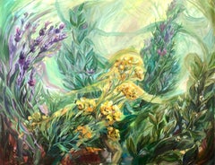 Espíritu de las Hadas de las Hierbas. Pintura al óleo original sobre lienzo, 70 x 90 cm
