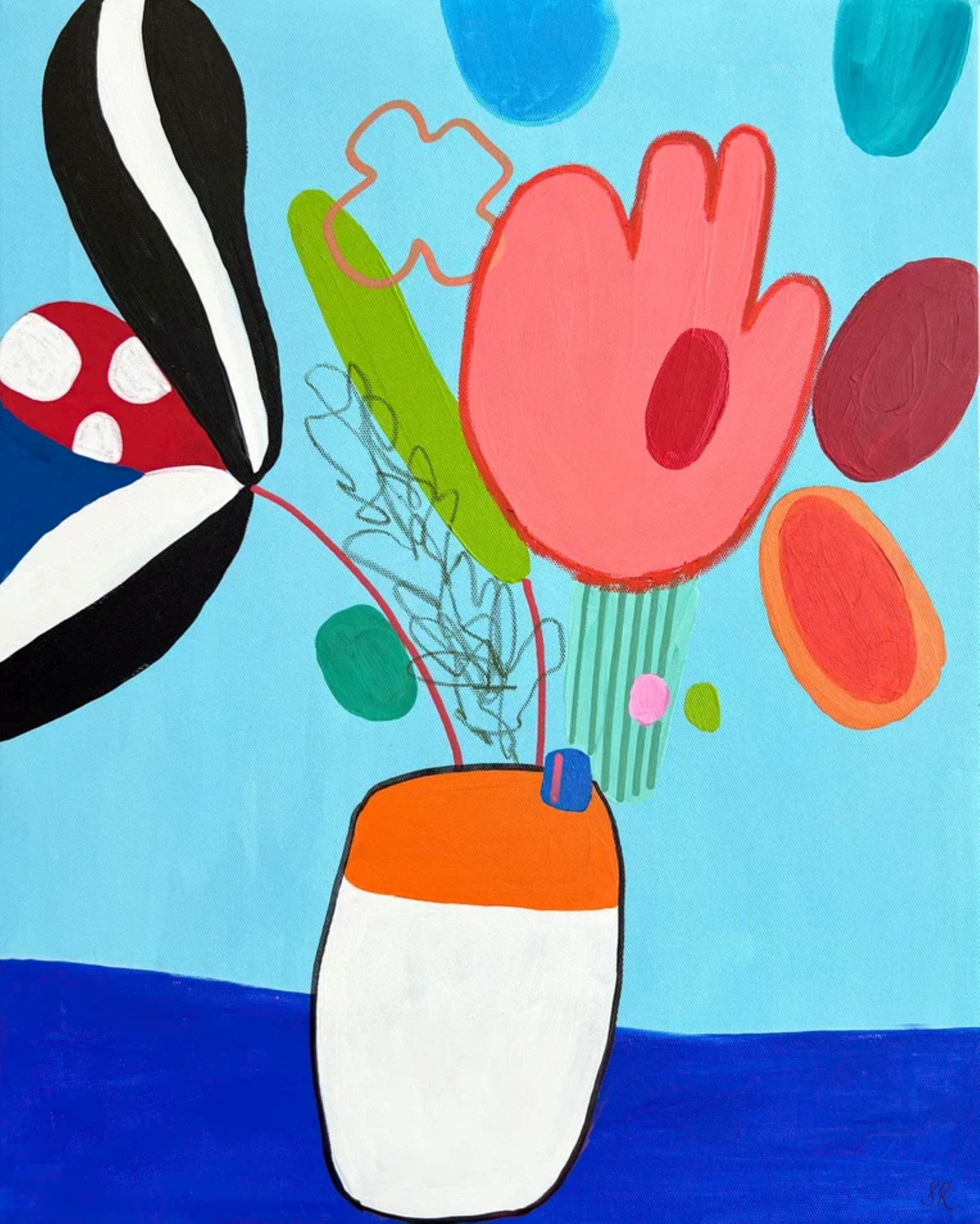Sasha Robinson Still-Life Painting - Coral red flower