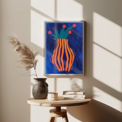 Orange and Blue Striped Vase