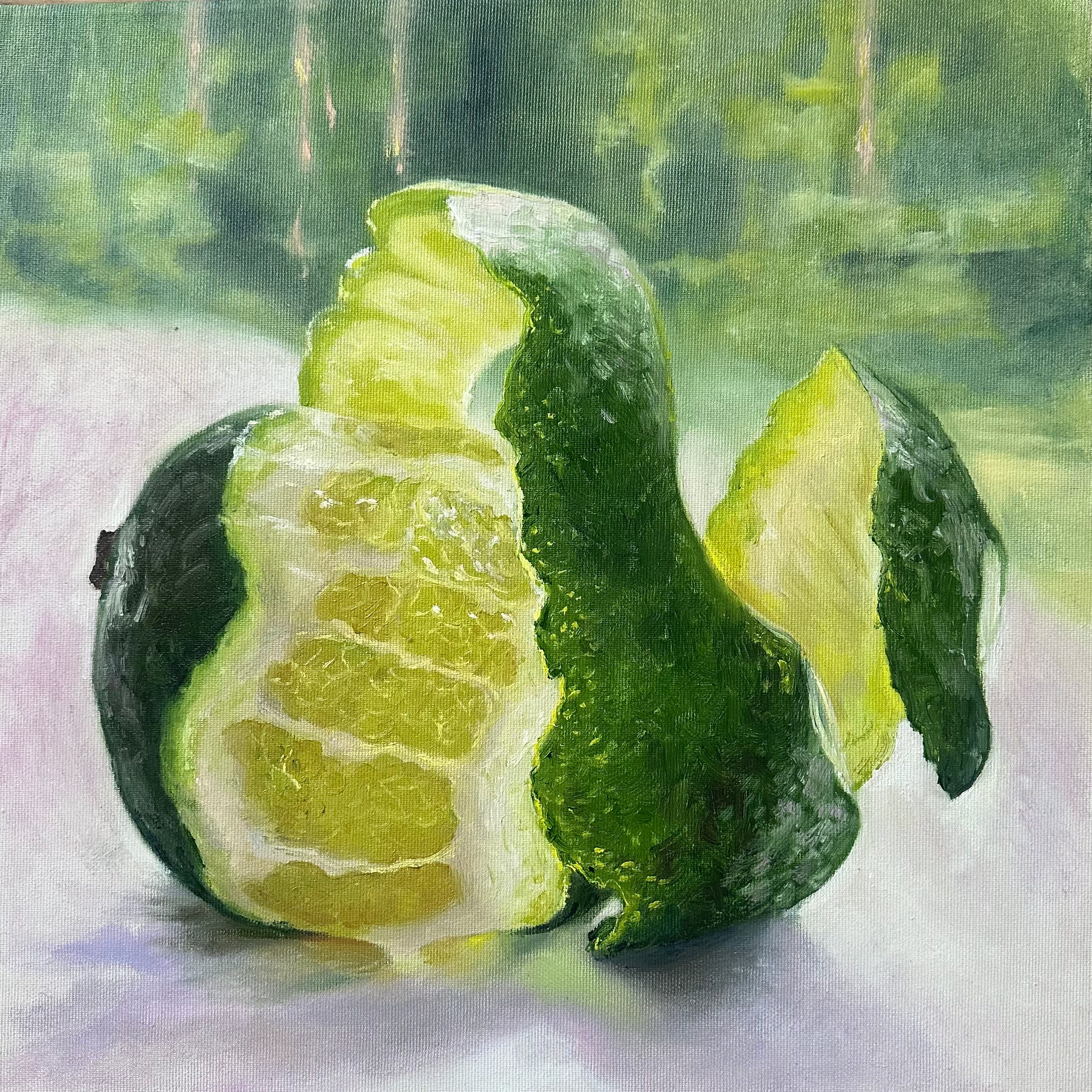 Elena Khokhryakova Still-Life Painting - Glowing Lime  Original Oil Painting