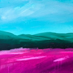 Lush Summer/8 - Vibrant Magenta Fields and Turquoise Hills Under a Bright Blue