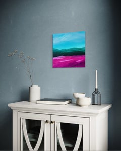 Lush Summer/8 - Vibrant Magenta Fields and Turquoise Hills Under a Bright Blue