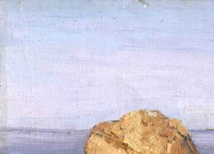 Stones by the Black Sea Landscape Painting, Oil on Canvas, Signed, 20th Century