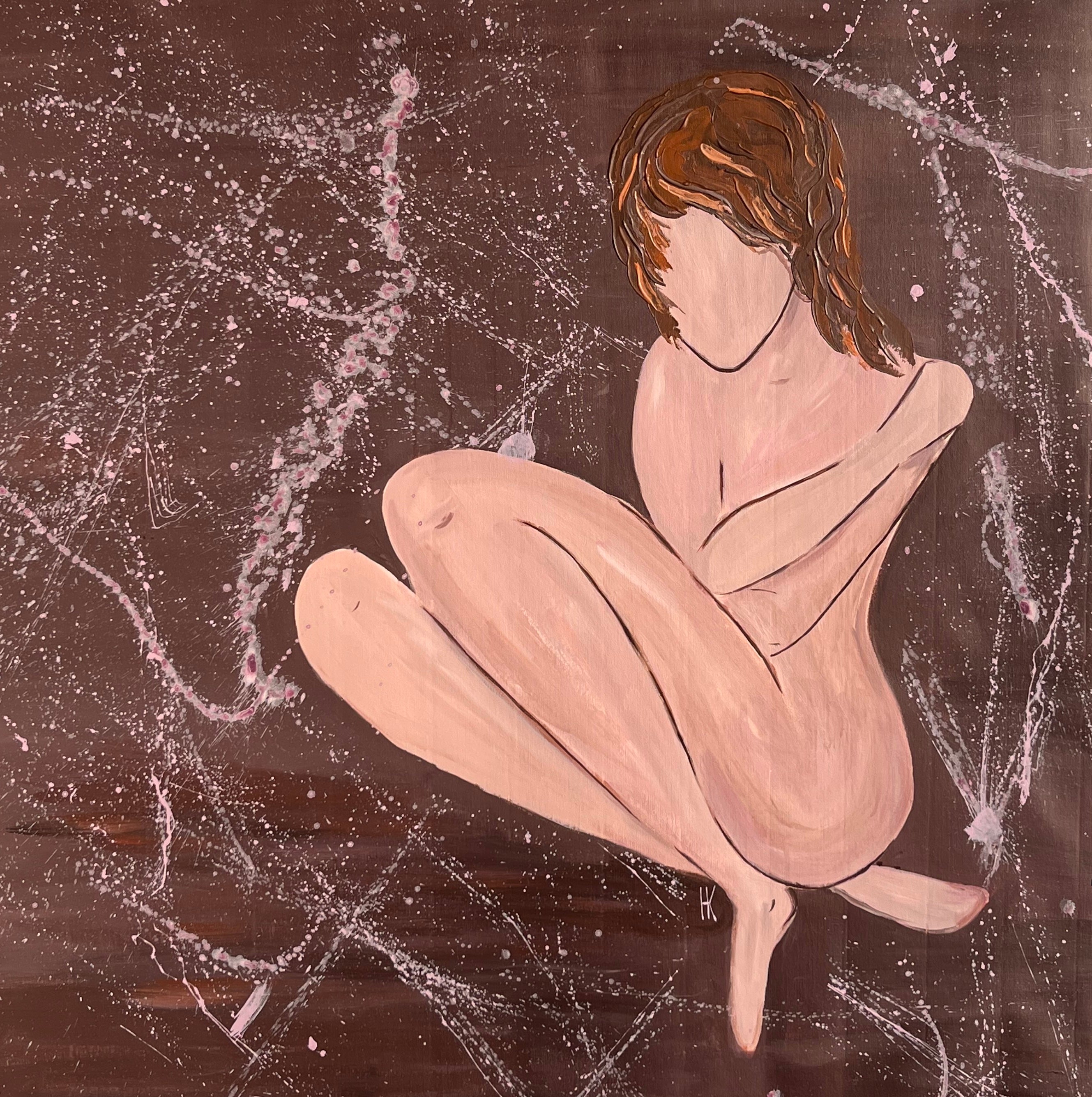 Halyna Kirichenko Figurative Painting – Originalgemälde „Nackte Frau“