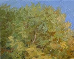 Otoño Dorado. Pintura paisajística de Opalikha, óleo sobre tabla, 24 x 30 cm, firmada, 2002