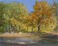 Goldener Herbst. Opalikha – Landschaftsbild, Öl auf Holz, 24 x 30 cm, signiert, 2002