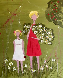 Girls Sisters Original Painting " Daisy Summer"