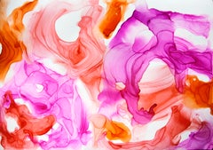 Abstraktion in Orange und Magenta.
