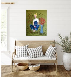 Woman Gardening Original Painting-" My Secret Garden"