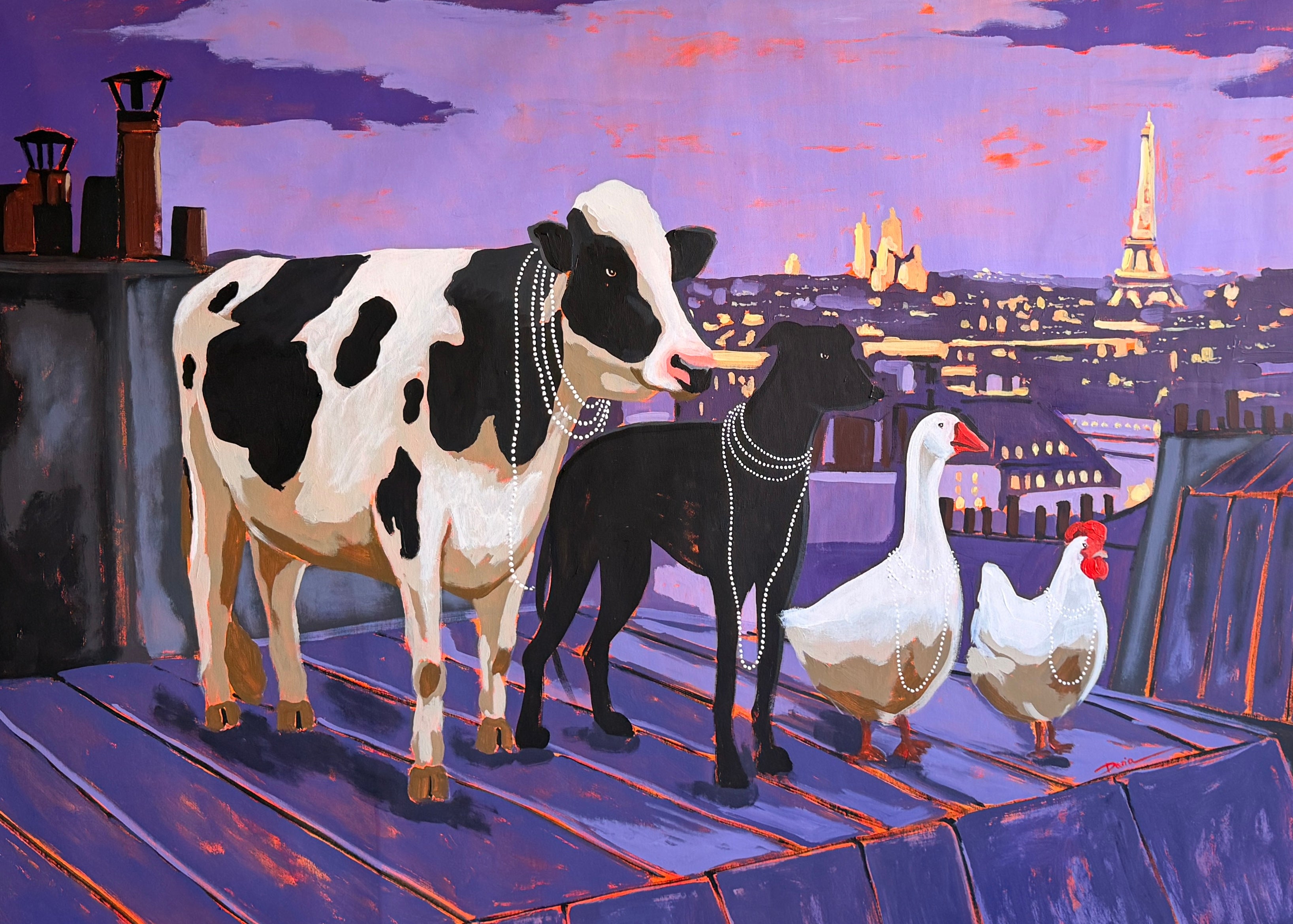 Animal Painting de Daria Okhrimenko - Una noche en París