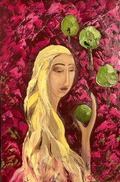 Woman with Apple Original Painting " The Garden Within"