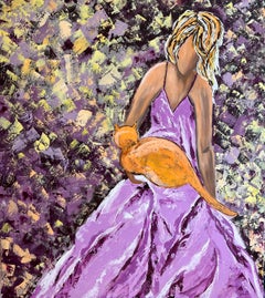 Woman with Ginger Cat Original Painting " She Chooses Herself"