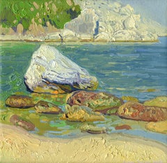 Steine am Strand. Landschaftsgemälde „Turunc“, Öl auf Leinwand, signiert, 2026