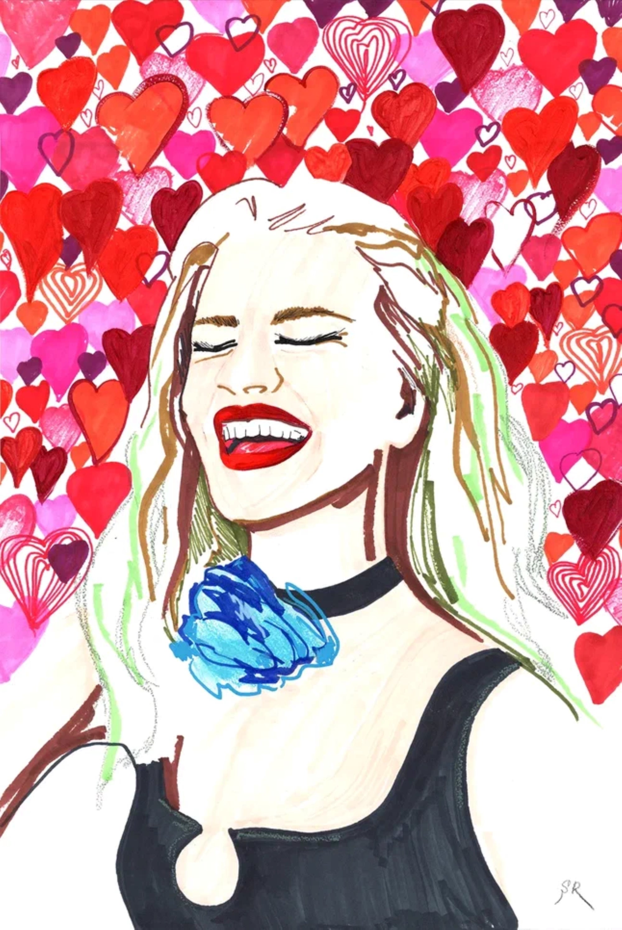 Sasha Robinson Abstract Painting - Woman with Hearts