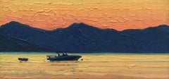 Boats at sunrise Landscape Painting, Oil on Canvas, Signed, 2026