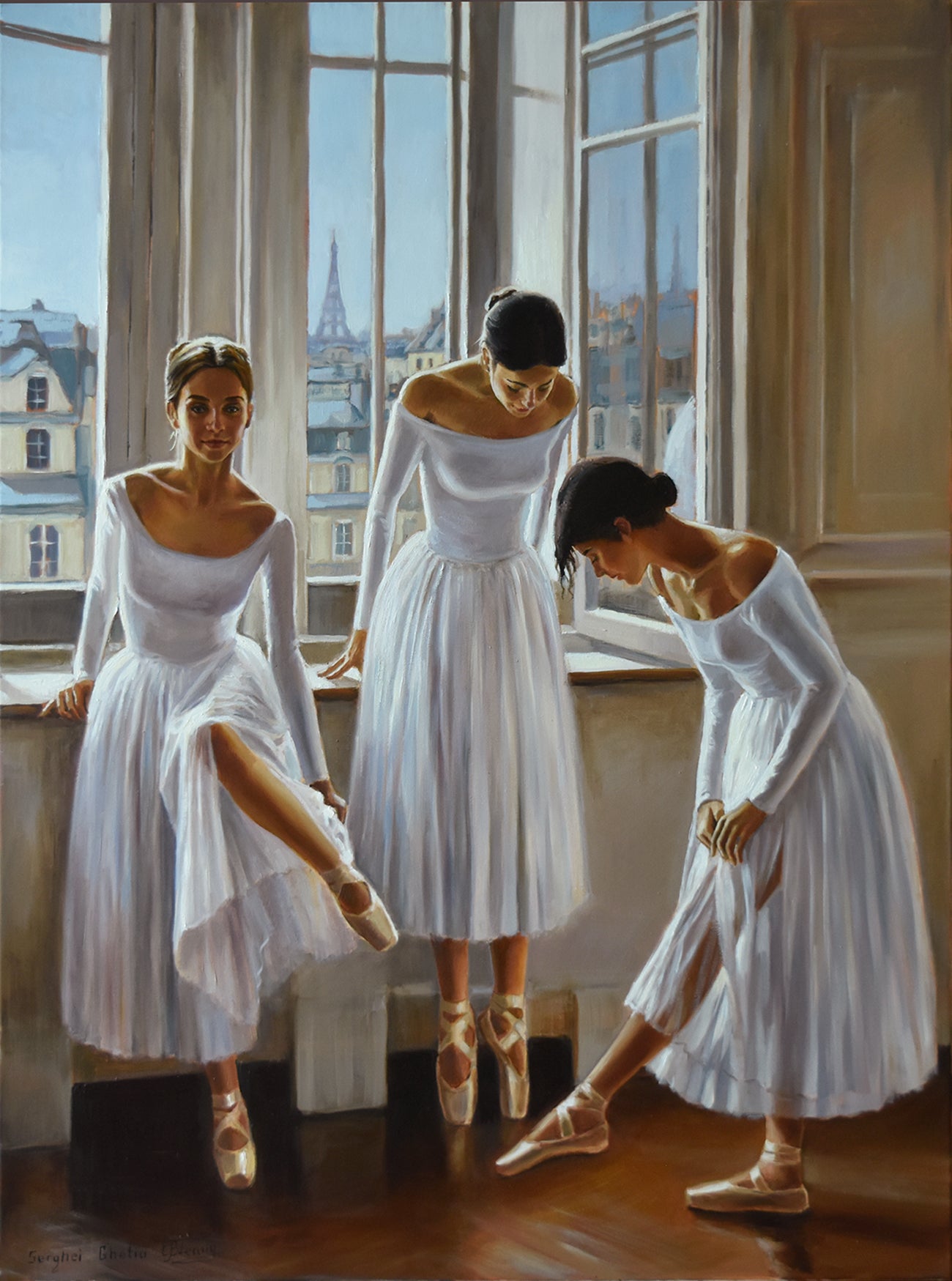 Figurative Painting de Serghei Ghetiu - En el estudio de baile