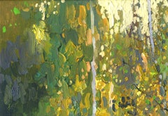 Birken bei Sonnenuntergang im September – Öl auf Leinwand, 2025, 23 x 33,5 cm, Neu
