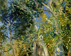 « Des bouleaux en automne », huile sur toile, 25 x 30 cm, encadrée, format paysage