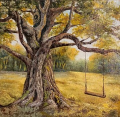 Dreamy oak tree - Autumn Landscape Oil Painting