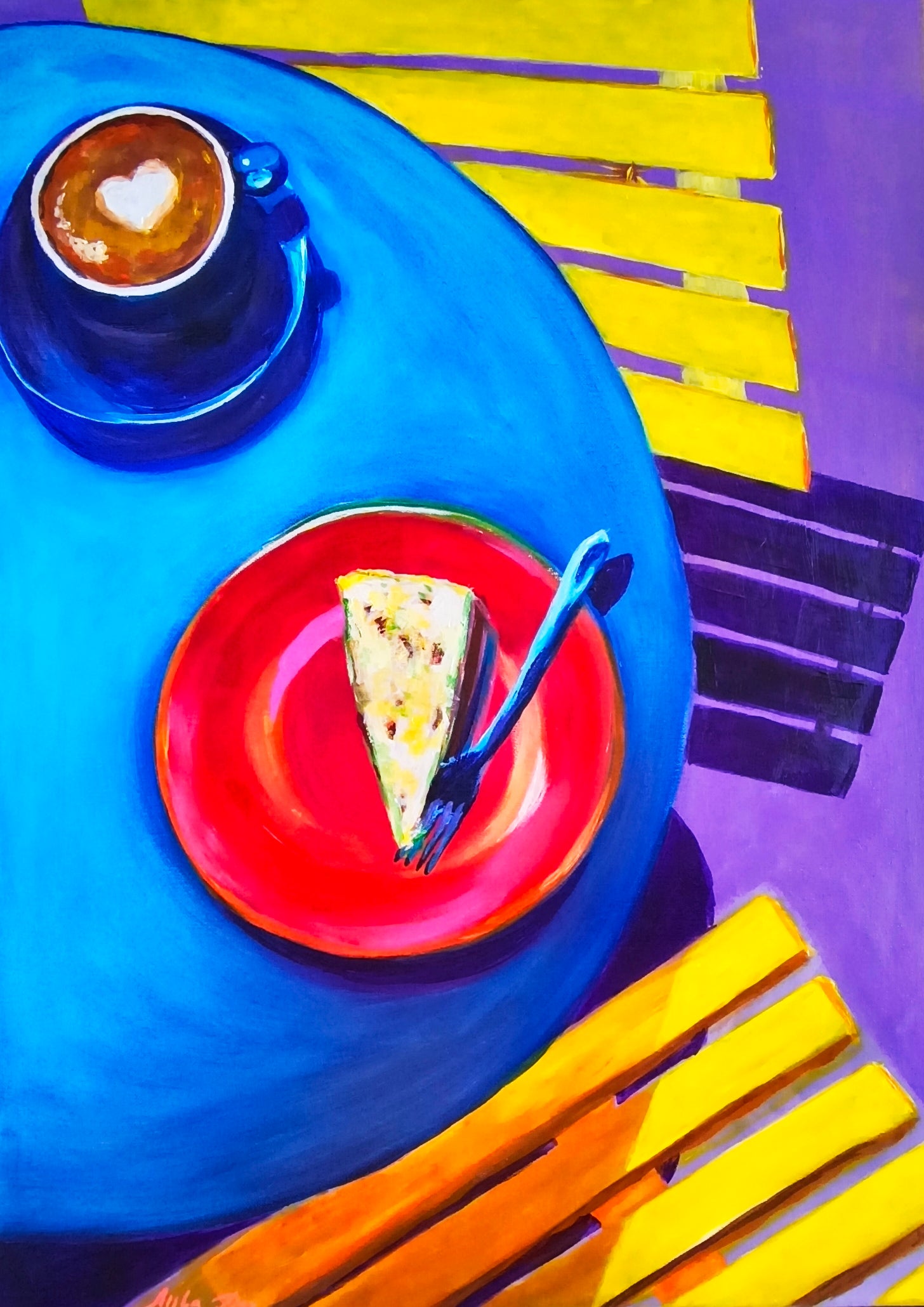 Abstract Painting di Liudmila Shabazova  - "Dolce al pistacchio." Collezione: "Contrasti estivi."