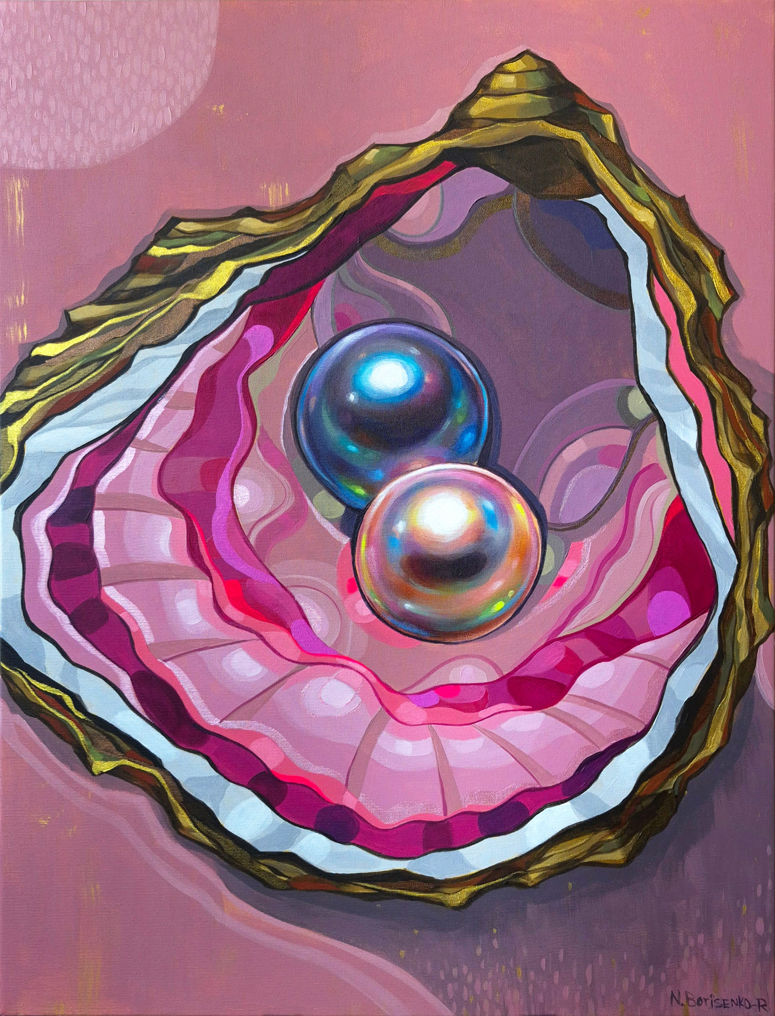 Pink Oyster Shell with Pearls