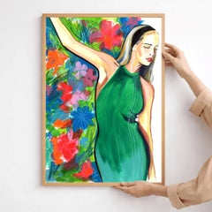 Blonde Woman in Green Dress