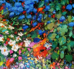 Flowery Meadow oil Landscape Painting on Canvas, 2025, 85cm x 120cm