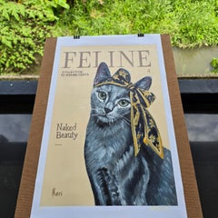 Russian Blue Cat in Couture Silk Headscarf