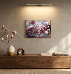 A Dream in Blossoms, (Nudes Series) Canvas, Oil, Acrylic, 50x70 cm