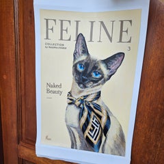 Siamese Cat in Black and Gold Couture Silk Scarf