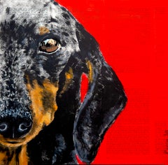 Portrait Dachshund dog Introspection - FRENCH SCHOOL Chut les Barbizons! DOG