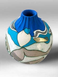 At the beach, Unique Ceramic Sculpture, 9.5" x 8.5" x 8.5"