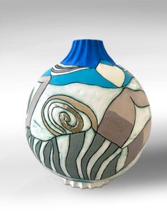 At the beach, Unique Ceramic Sculpture, 9.5" x 8.5" x 8.5"