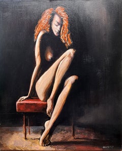 The Red-Haired Nude, (Nudes Series) Canvas, Oil, Acrylic, 60x50 cm