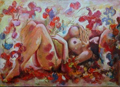 In a Flow of Blossoms, (Nudes Series) Canvas, Oil, Acrylic, 50x70 cm, 2009