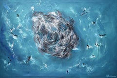 Not Alone in the Ocean, Original 120 x 80 Oil Painting on Canvas
