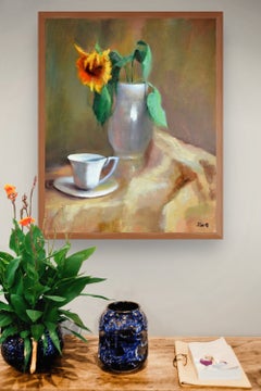 Elena Lukina: Solar Echoes: Relic Tea Light. Academic Style Oil Painting.