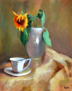 Elena Lukina: Solar Echoes: Relic Tea Light. Academic Style Oil Painting.
